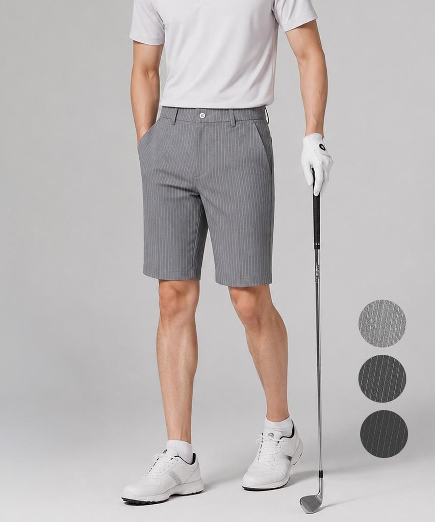 KIM YOUNG JOO GOLF Summer Striped 5/8 Length Stretch Back Elastic Men'S Golf Shorts Kqmmhs34