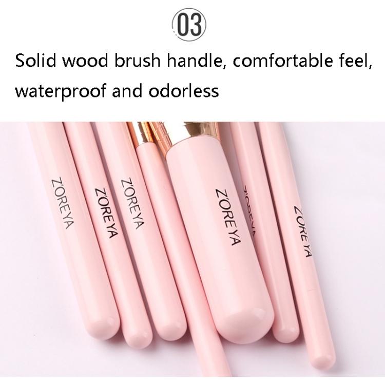 ZOREYA ZS744 7 In 1 Makeup Brush Set Beauty Tools Brush, Exterior color: Black + Iron Box