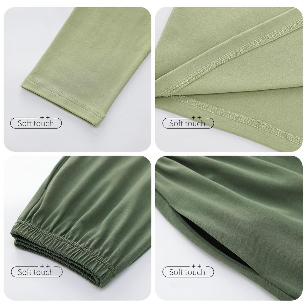 Хлопковая смесь Air Cotton Свободный крой верхней и нижней части пижамы стеганый трикотаж повседневная домашняя одежда с длинными рукавами удобная одежда для сна XL [Yogwoo] для женщин