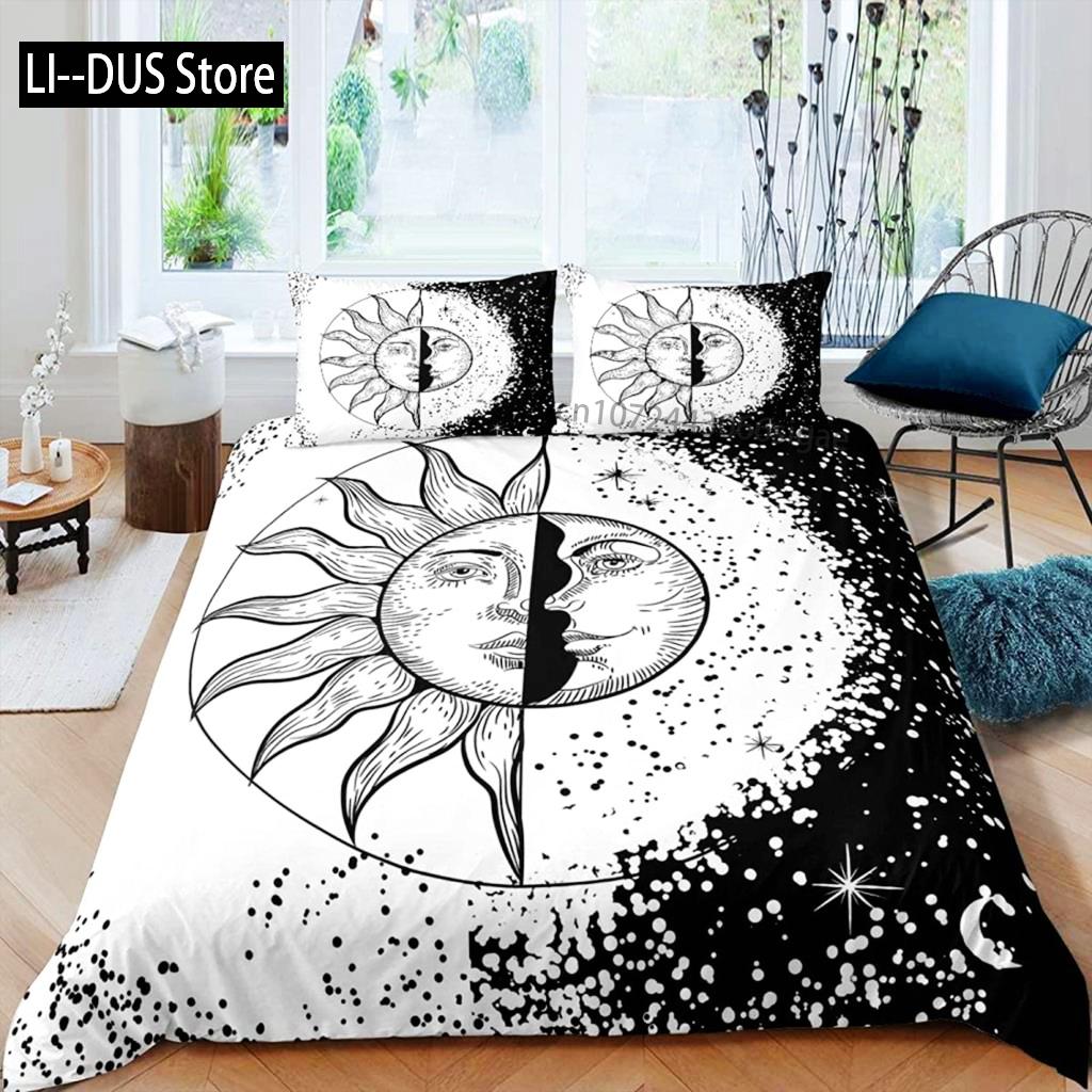 Пододеяльник Mandala Yellow Sun Moon Bohemian Exotic Twin Комплект постельного белья для подростков из полиэстера Double Queen King Покрывало для пододеяльника