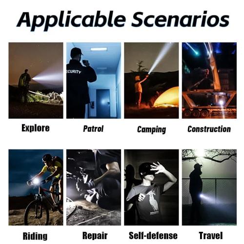 Перезаряжаемый светодиодный фонарик, Сверхъяркий, 4 режима, COB рабочий свет с магнитным хвостом, Компактный, С зумом, Военного класса, Мощный, Водонепроницаемый, для Ди