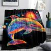 Dolphin Print Flannel Blanket, High quality Comfortable for All Seasons, Home Decor, Warmth and Comfort, Perfect for Christmas Gifts
