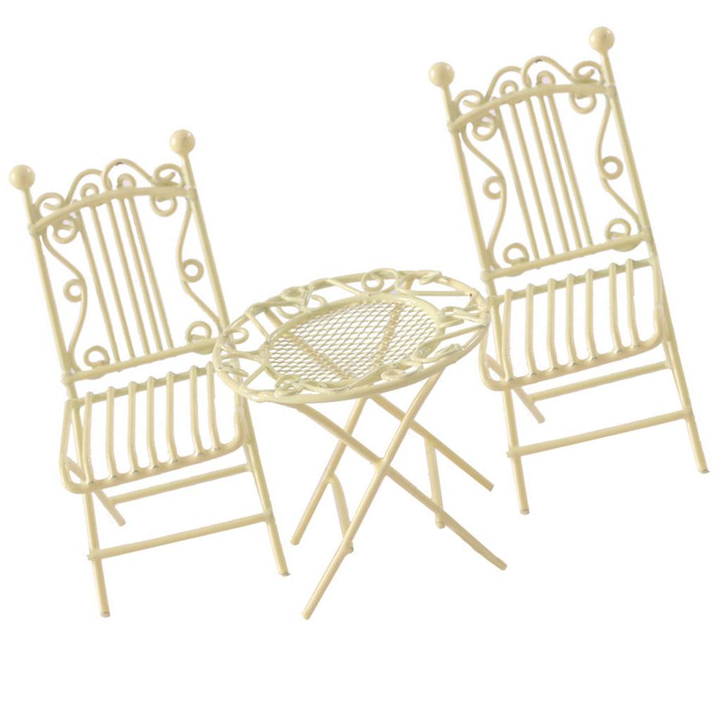 Миниатюрный набор из железа 3 в 1: стол и стулья для кукольного домика 1/12, декор, крафт-проект и садовые аксессуары для экспозиции