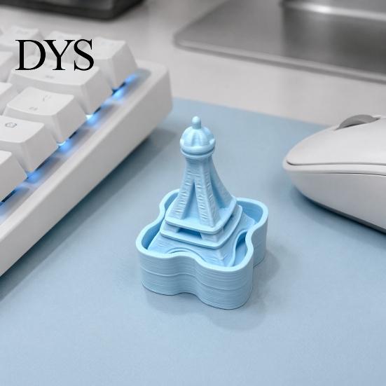 Anxiety Relief Gadgets Iron Tower Shape Clicker, Stress Desktop Ornament, 3D Macaron Colored Ornaments Printed Portable Fidget Toy, for Office