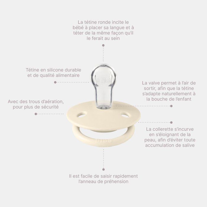 Sucette bébé - BIBS - DeLux - Embout rond - Pack de 2 - Silicone - Taille unique phosphorescent Sage Cloud