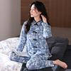Новая китайская пижама женская весенне-осенняя из чистого хлопка с длинным рукавом, тонкий весенний хлопковый комплект для дома в китайском стиле