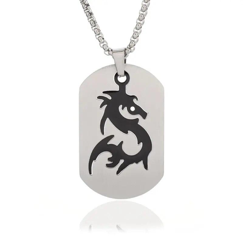 Retro Ethnic Chinese Zodiac Dragon Pendant Gold Color Necklace Men and Women Punk Style Jewelry Gift