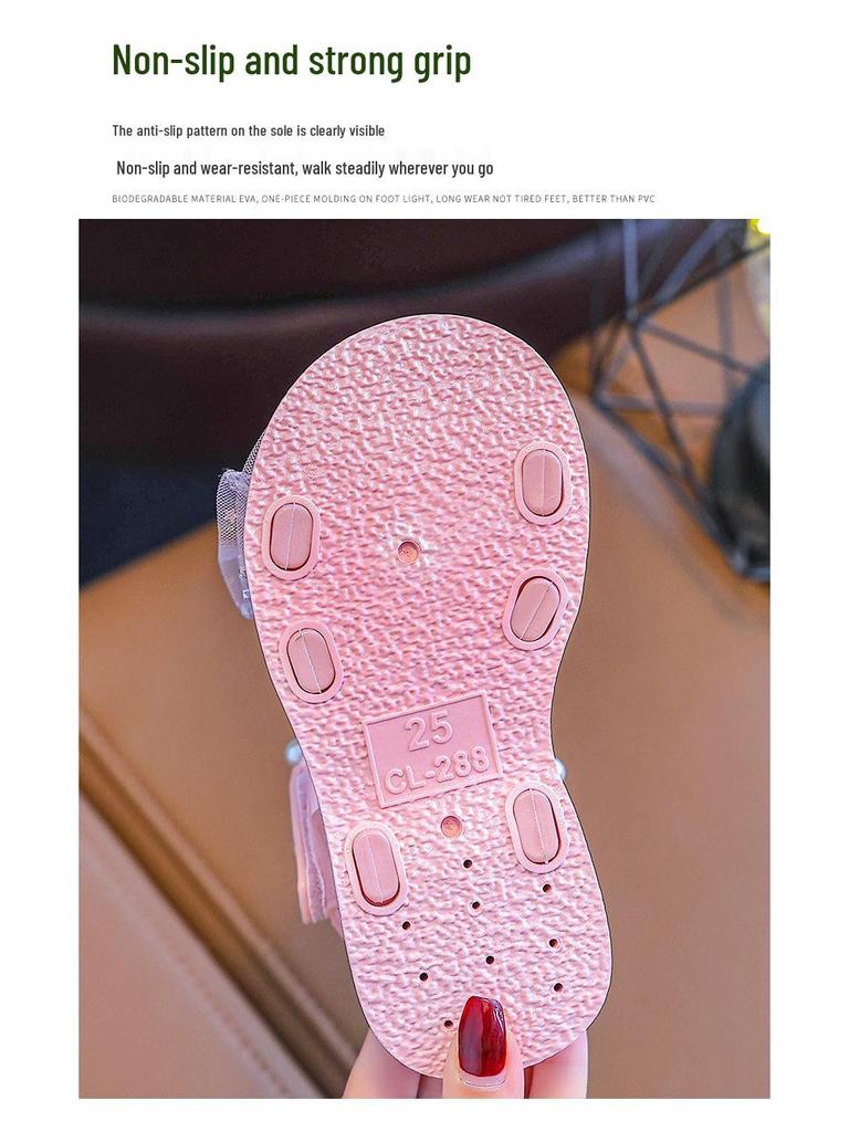 2024 Girls' Velcro Princess Sandals - Soft Sole, Bowknot Design, Available In Small, Medium, Large for Kids
