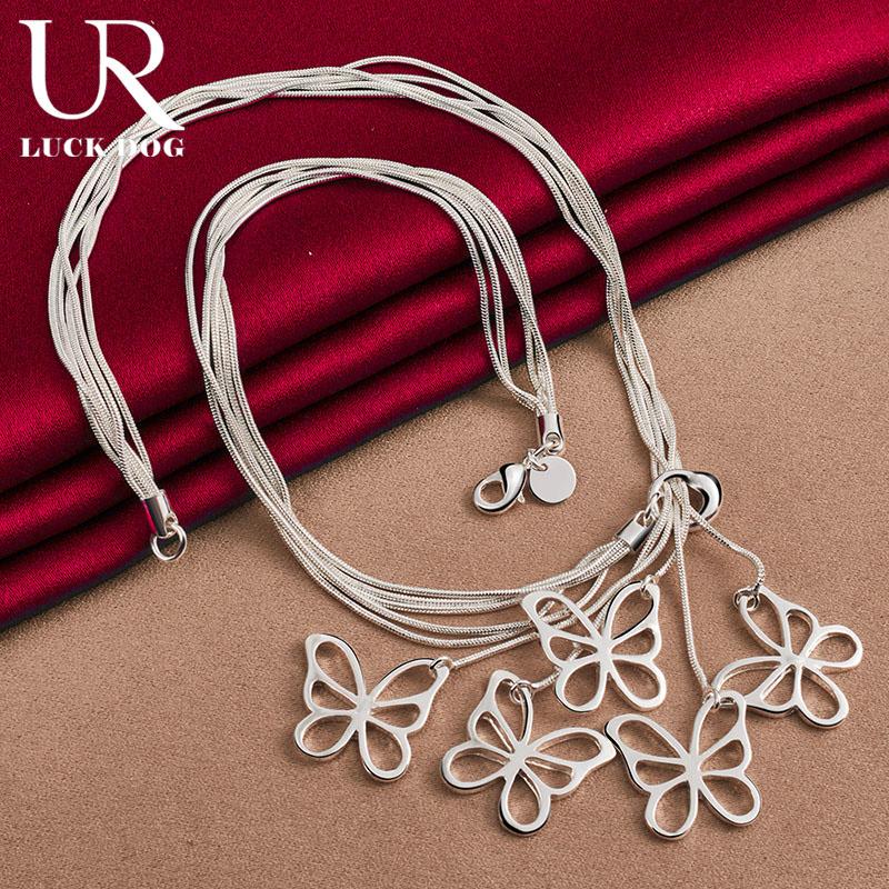 Ожерелье из стерлингового серебра 925 пробы с цепочкой-змейкой и бабочкой, модные свадебные украшения