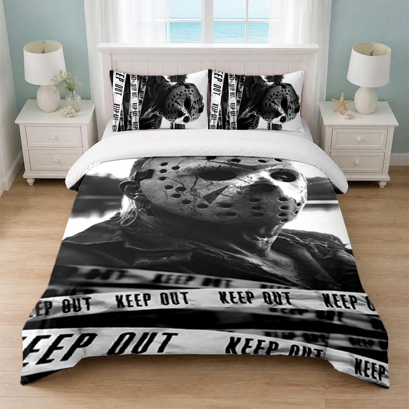 Friday the 13th Jason Voorhees Bedroom 3Pcs Bedding Set Soft Bed Sheet Pillowcases Home Bedding Decoration