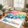 Rainbow Dreams Theme Soft Crystal Velvet Rug Custom Name & Text Print Non Slip Floor Rug for Bedroom Living Room