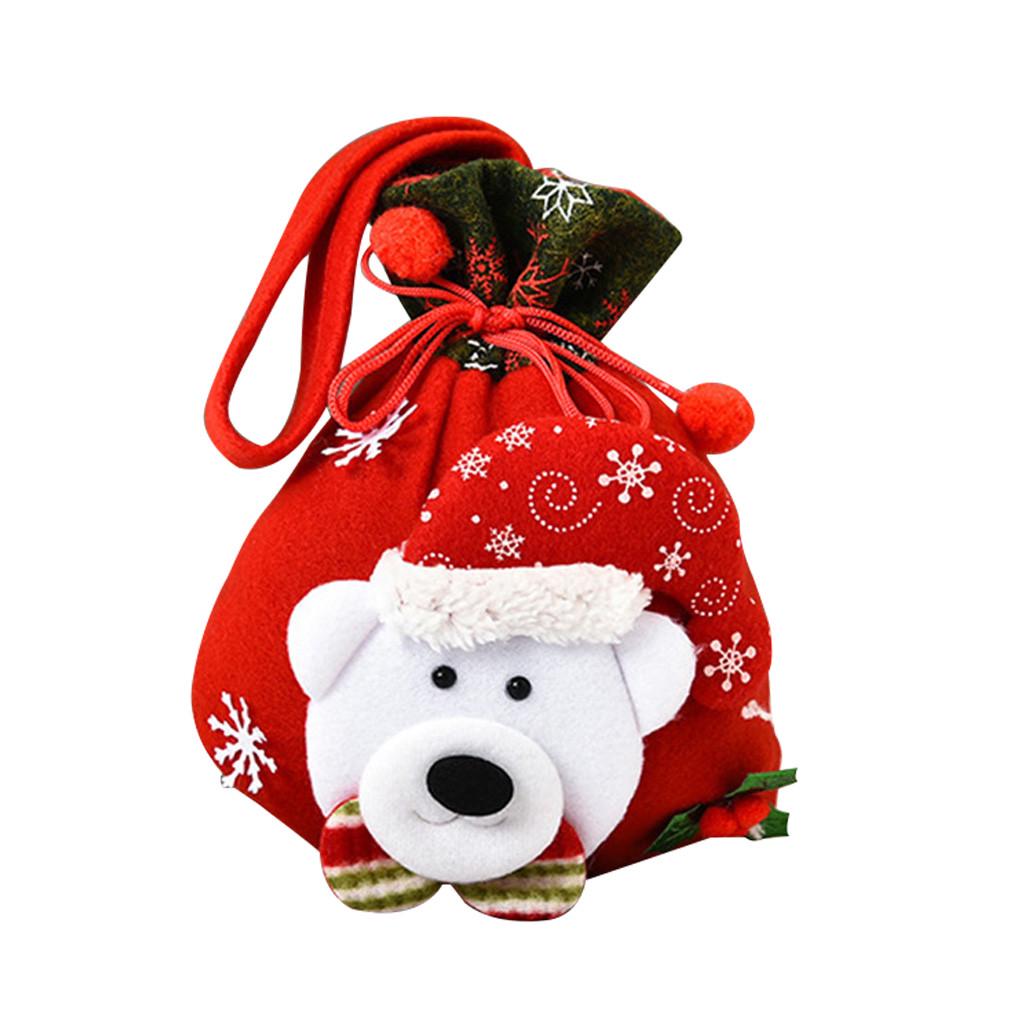 (SU)Рождественские подарки Санта-подарочный мешок Конфетный мешок Рождественские украшения для дома