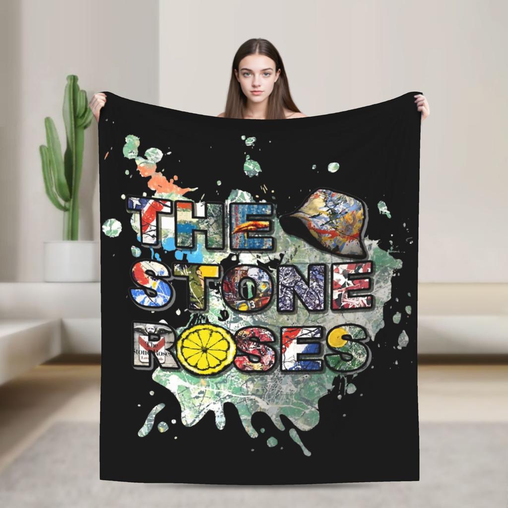 Пледы из кораллового флиса с логотипом The Stone Roses Плюшевый плед Английская рок-группа для кровати Пледы Вязаный плед Дорожный Ультрамягкий