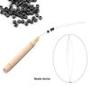 Hair Extension Kit Pliers Pulling Hook Bead Device Tool Kits with 500pcs Silicone Rings LS