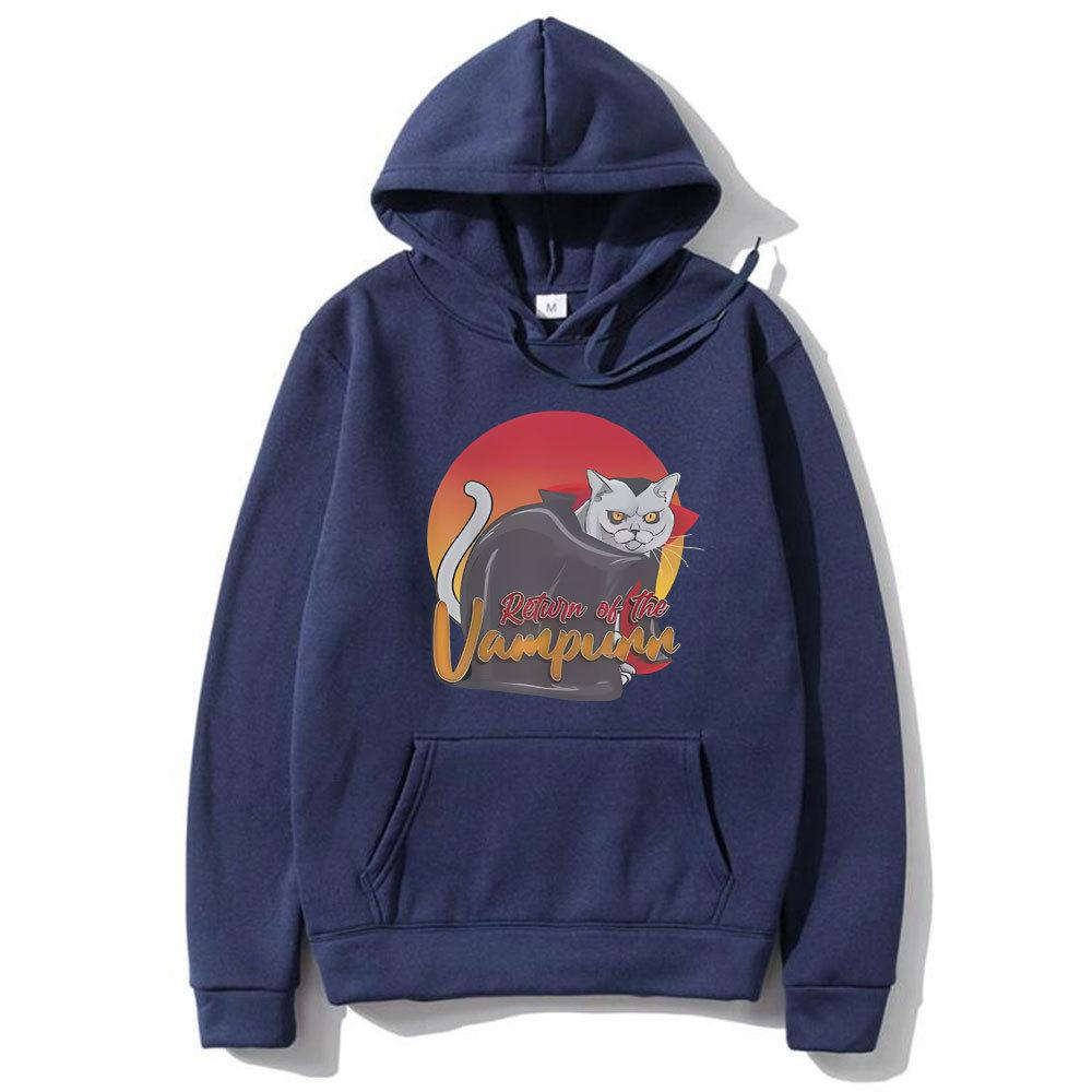 The Return of Vampurr Cat Funny Meme Hoodie Male Casual Autumn Winter Fleece Streetwear