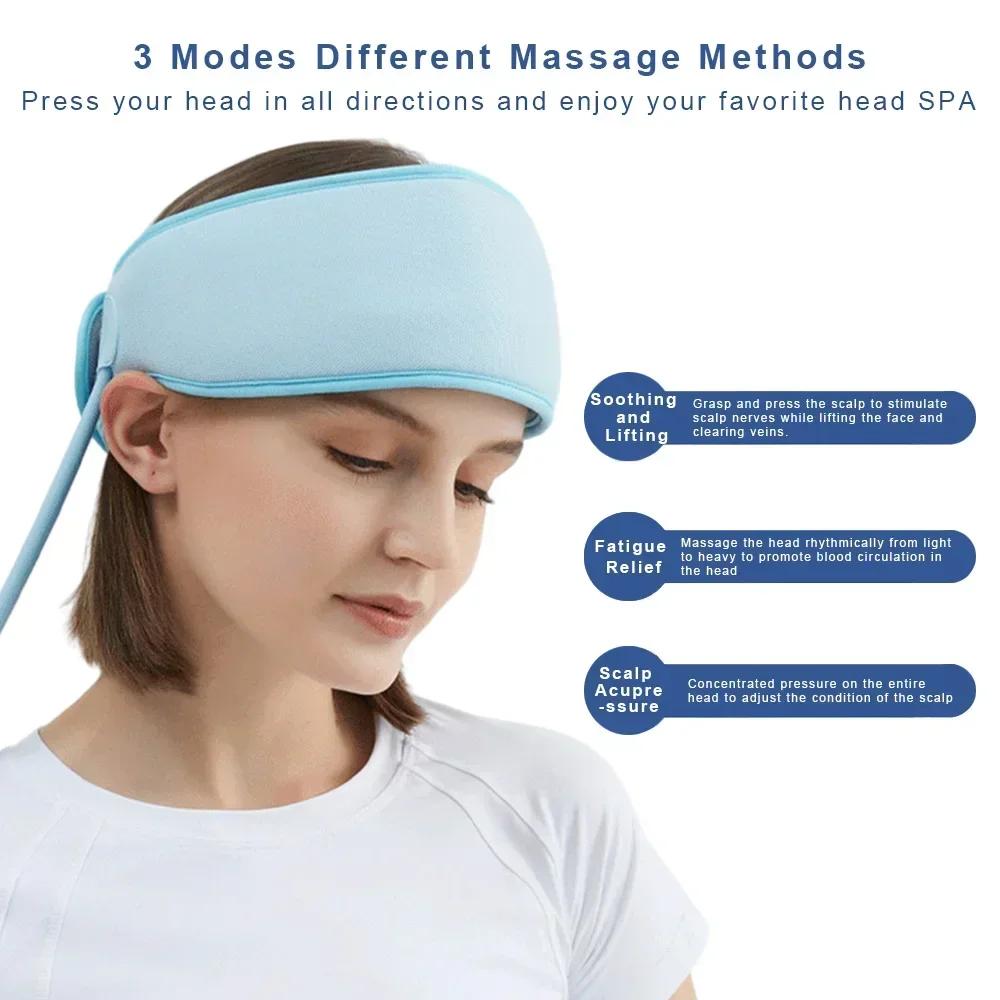 Electric Airbag Head Massager Hot Compress Headband Head Scalp Lifting Deep Massage Scarf Headache Fatigue Relief Acupressure