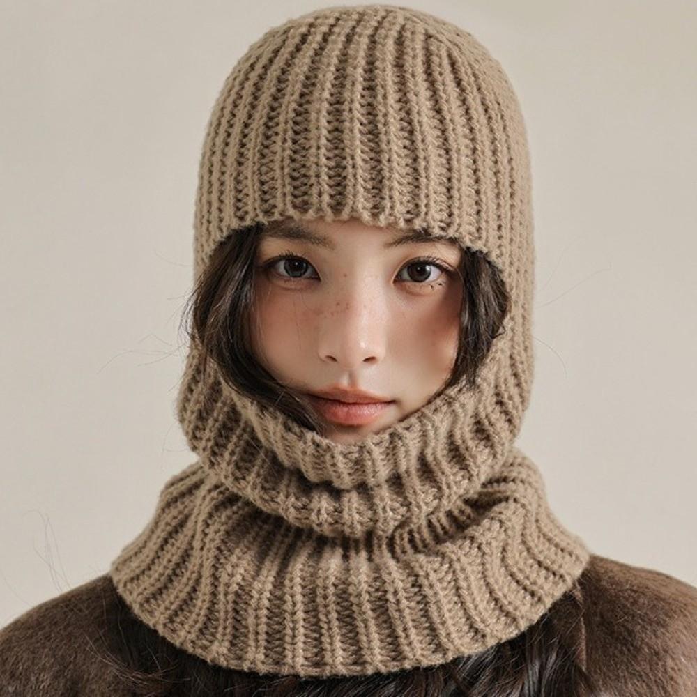 Solid Color Winter Balaclavas Cap Windproof Ski Knitted Mask Casual Full Face Pullover Cap Outdoor