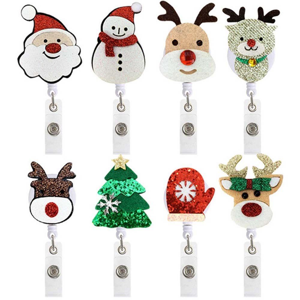 Worker Nurse Belt Clips ID Card Chain Clip Christmas Badge Holder Retractable Badge Reel Clip