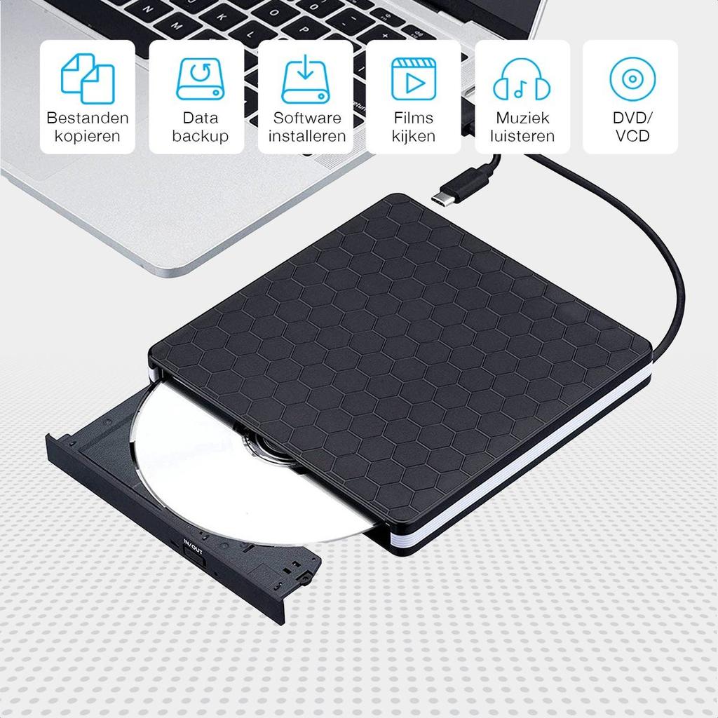 Портативный внешний CD/DVD-привод USB 3.0 USB-C, DVD+/-RW Записывающее устройство, CD-плеер, Читатель, Записывающее устройство для ноутбука, настольного компьютера