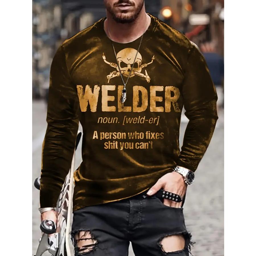 Long Sleeve Creative Graphic Print T-Shirt for Men - Stylish Autumn Classic Fit, Casual Tees for Daily Life - Mens Clothing, Fashion Apparel