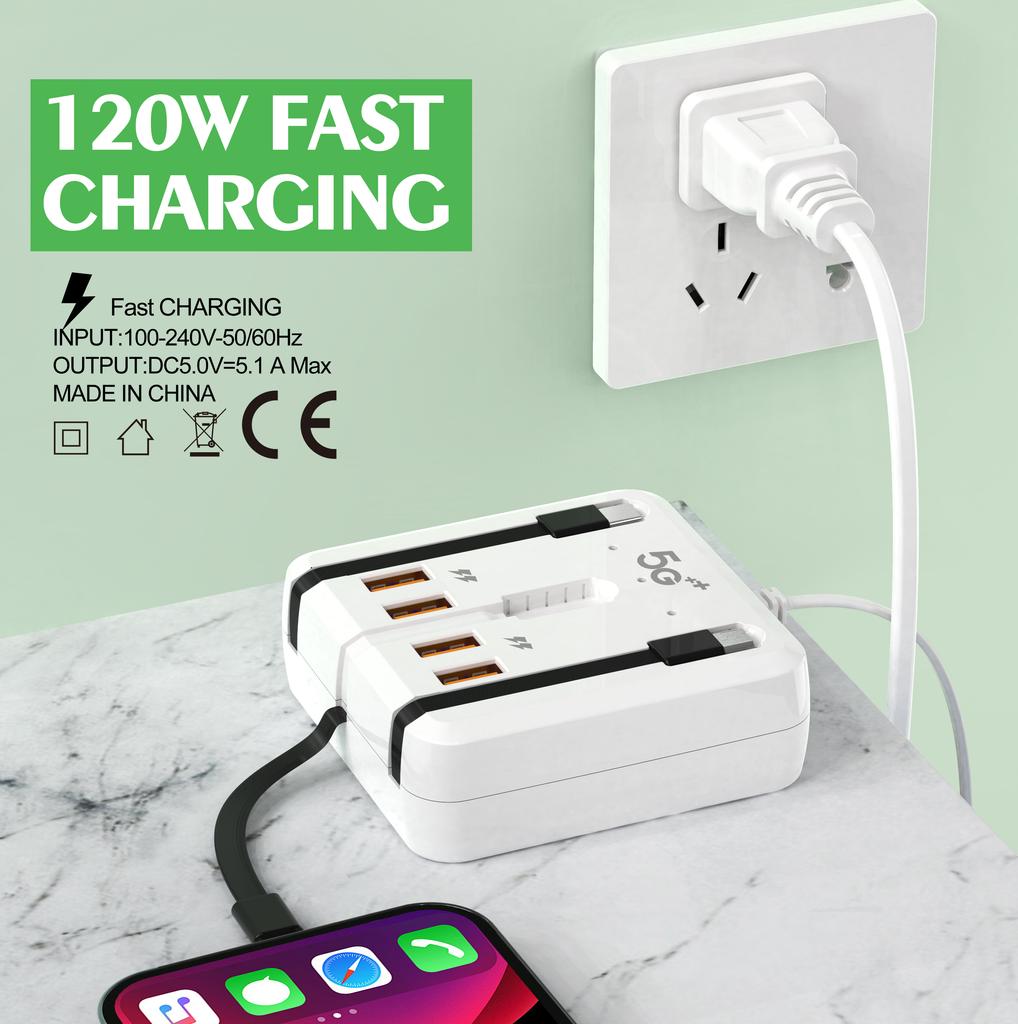 Многопортовое зарядное устройство USB Type-C мощностью 65 Вт с быстрой зарядкой PD, настенное зарядное устройство с вилкой EU/US, USB-хаб-адаптер для быстрой зарядки мобильного телефона