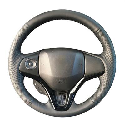 Оригинальный чехол на руль автомобиля по индивидуальному заказу для нового Honda Fit City Jazz HRV HR-V Vezel, черная кожаная оплетка для рулевого управления