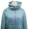 Fall Winter Hoodie Hooded Half Zipper Pocket Long Sleeves Loose Thick Pure Color