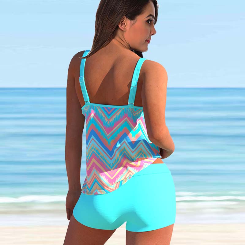 Женские купальники танкини, купальник из 2 предметов, красивые зеленые листья с принтом, купальные костюмы для отпуска