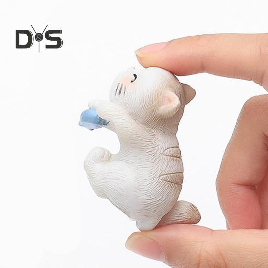 Миниатюрные подвесные фигурки кошек, ваза для цветочного горшка, держатель для котенка из смолы, вешалка для горшка, статуэтка кошки для террариума с бахромой, украшения для сада фей