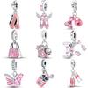 Copper Dance Shoes Butterfly Pink Series Charms Beads Pendant Fit Original Bracelets Diy Jewelry Gifts