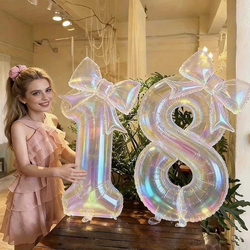 40-дюймовый прозрачный цветной цифровой шар с бантом, набор фольгированных шаров для детей, девочек, мальчиков, украшение для дня рождения, подарки, Единорог