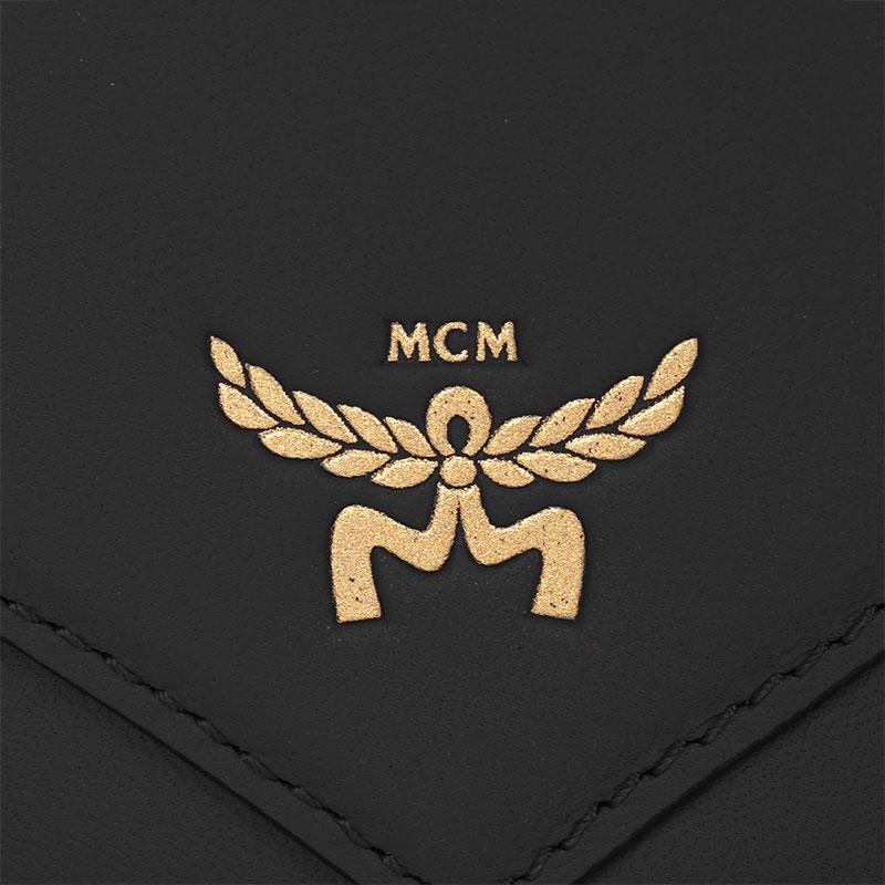 Кожаный кошелек MCM из телячьей кожи, Сумка через плечо большая женская черная MYLESAK01BK001