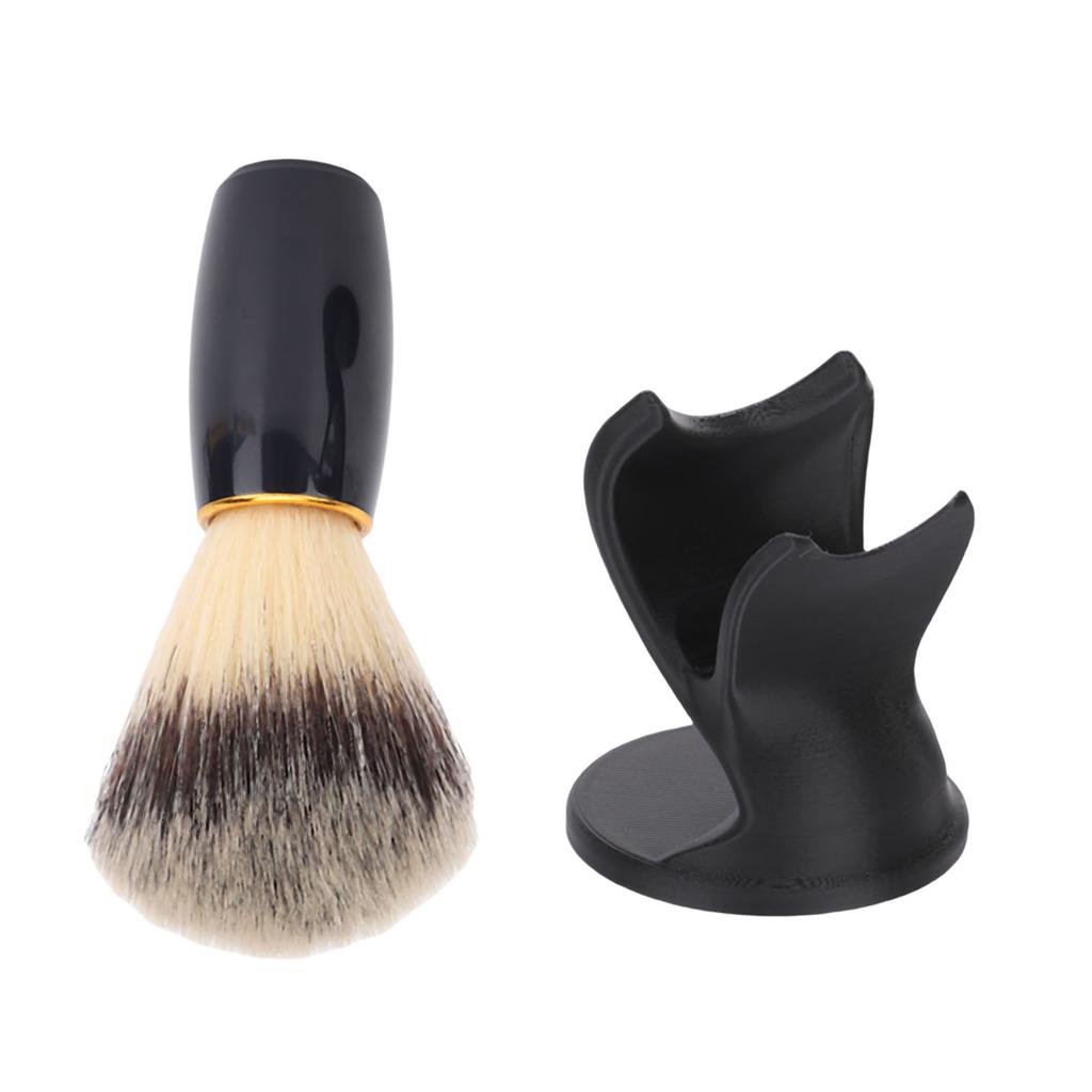 Помазок для бритья и подставка Изогнутая ручка из смолы Синтетический волос животного Мужской набор для бритья