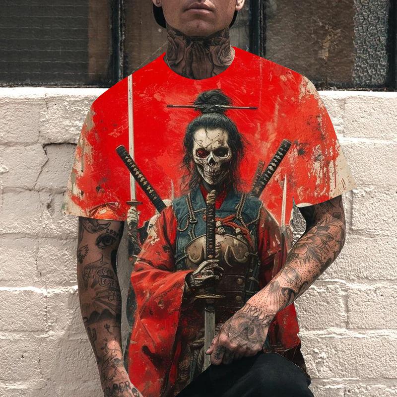 Ретро повседневная мужская футболка с 3D-принтом, рубашка с короткими рукавами и круглым вырезом, одежда для весны и лета, футболки мужские