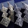 Long Dangle Drop Earrings Hook Square Hollow Women Party Prom Fashion Jewelry