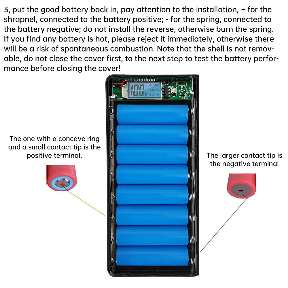 Держатель для 8 аккумуляторов 18650 LCD Экран USB Power Bank Аккумуляторный бокс Зарядное устройство для мобильного телефона DIY Корпус Чехол Зарядный накопительный кейс