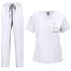 Unisex Solid Color Summer Scrub Suit Set for Doctors and Nurses