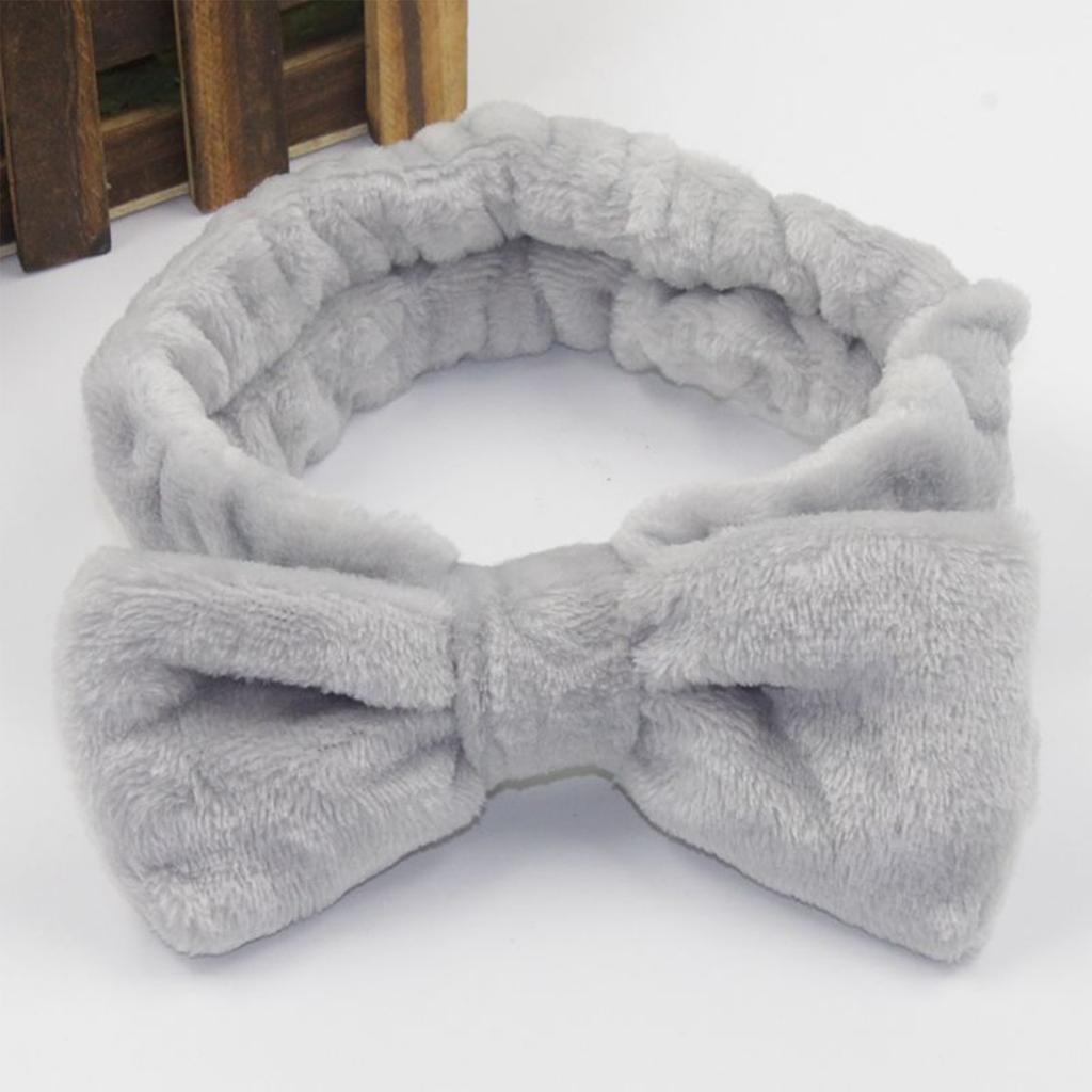 Bowknot Headband Solid Color Ladies Wide Face Wash Headband Plush Headband