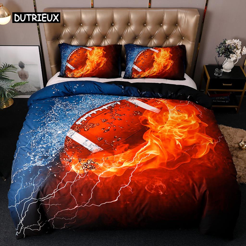 Ball Printing Quilt Cover King Size Football Basketball Sports Bedding Set Double Single Home Textile