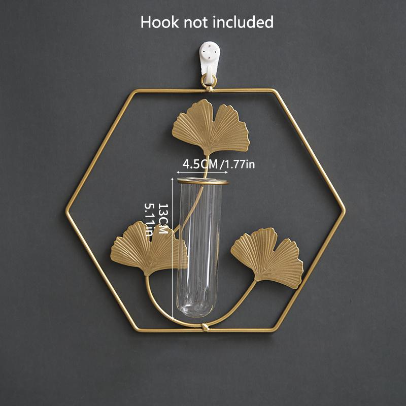 1 шт. шестигранные/круглые/веерообразные настенные цветочные горшки и вазы, железный кронштейн с пробиркой, современные геометрические полки для растений в богемном стиле для помещений и офиса.