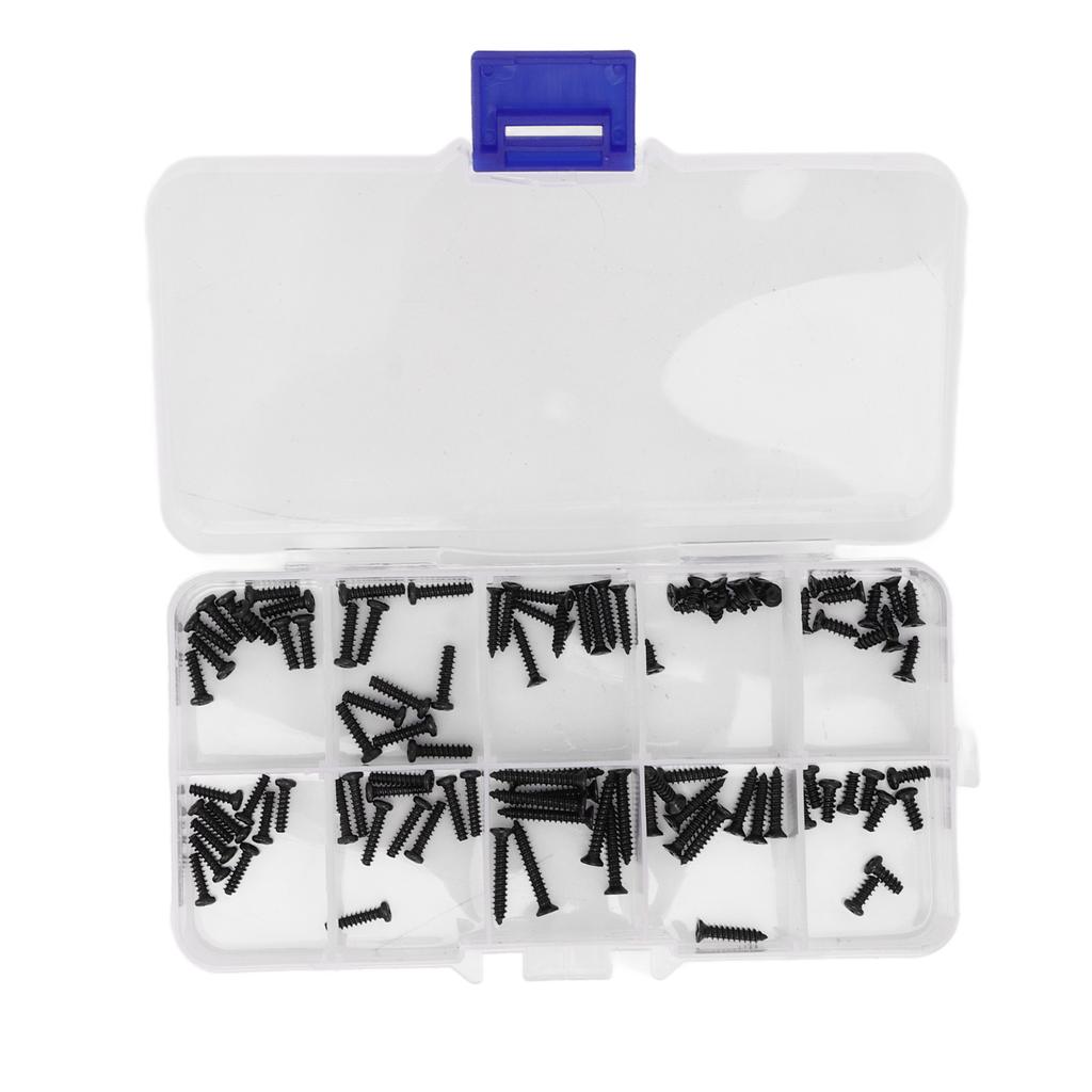 100Pcs RC Car Screws Box Set Stainless Steel RC Screws Kit for MJX 16208 16207 16210 1 16 Brushless RC Car with Box