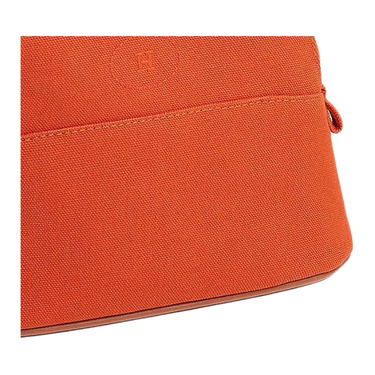 Hermes Bolide 21 Silver Buckle Cotton Mini Clutch Women clutch Orange H104773M02