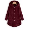 Solid Color Plush Jacket Women's Button Irregular Hooded Irregular Long Sleeve Top Plus Size