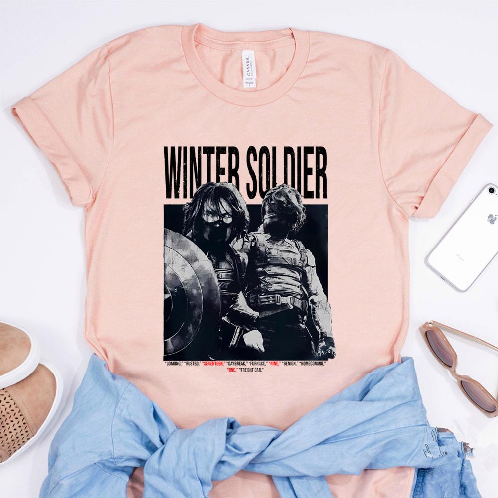 Vintage Winter Soldier T Shirt Bucky Barnes Shirt Retro 90s Tshirt Unisex Short Sleeves Tops Trendy Graphic T Shirts Fan Gifts