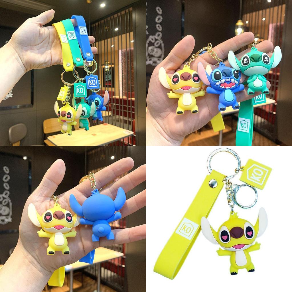 Adorable Cartoon Stitch Keychain Soft Silicone Couple Bag Charm For Car Keys