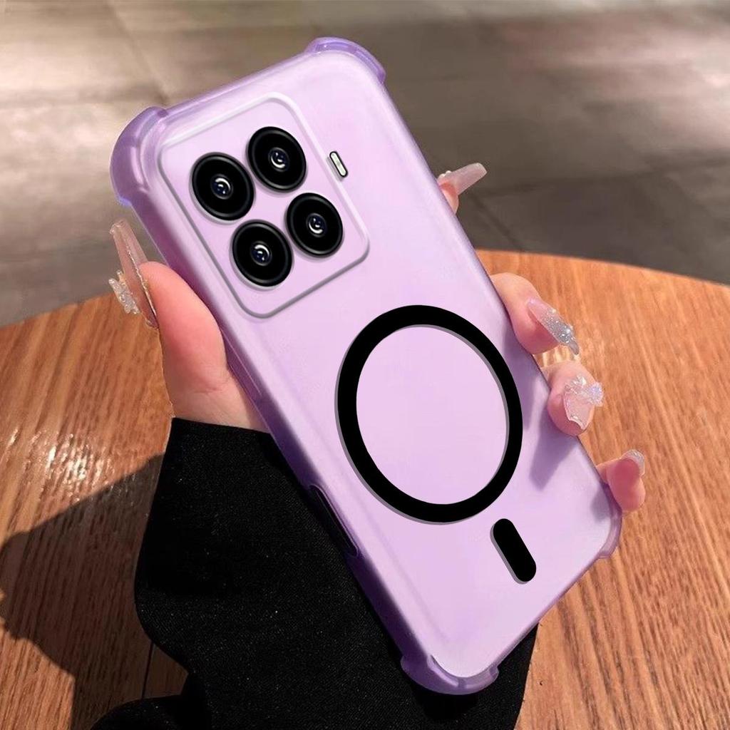 Самодельный силиконовый чехол с магнитным кольцом для Xiaomi 15T Pro, противоударный, с защитой углов (подушки безопасности)