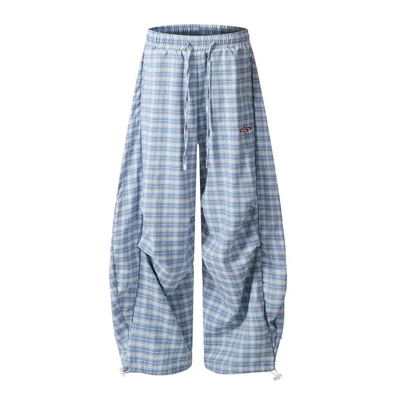 Women's Pants Large Size Casual Pants Plaid Straight Pants Loose Casual Pants