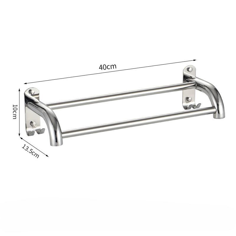 Wall Mounted Towel Rack Shelf Stainless Steel Stainless Steel Double Towel Bar Brushed Bathroom Towel Holder Accessories