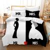 3D King and Queen Bedding Set Black Couple Room Duvet Cover Pillowcase 2/3 Holiday Gift AU210 * 240 Full Size Quick Drying Soft Home Textile