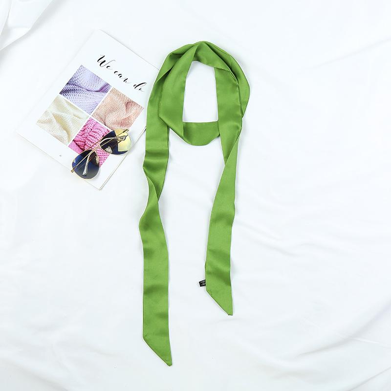 New Solid Color Slender Narrow Long Scarf Tied Bag Handle Scarves Small Satin Ribbon Decorative Bag Skinny Scarves